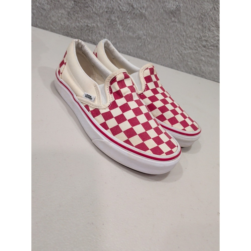 Vans Red Checkerboard Slip-On Skateboarding Shoes Unisex Sz Men's4.5 Women's 6.0